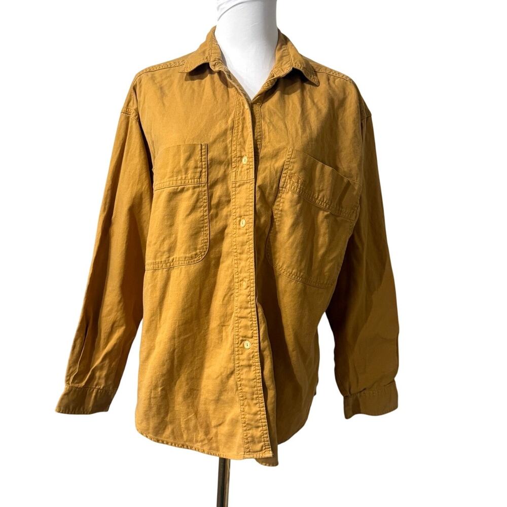 Esprit Mustard Yellow Oversized Button Down Shirt Women Small Cotton Work Casual